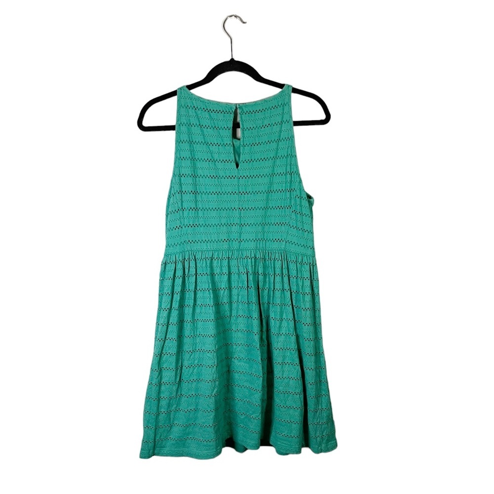 LOFT Aqua Blue Green Doily Style Cutout Sleeveless Dress Business Casual Medium - Picture 3 of 9